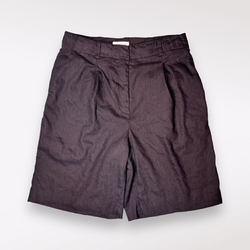 Nordstrom Black Linen Shorts High Rise Size 2